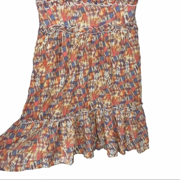 GYPSIES & MOONDUST Dress Boho V Neck Watercolor Tie Dye Knot Sleeve Small NWT - Picture 3 of 8